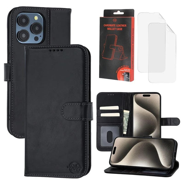 Premium læder pung-etui til iPhone 15 Pro Max